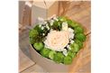 Für Ihren Wellnessgarten - Eine kleine Herzbox mit Frischblumen in grün/weiß/creme!