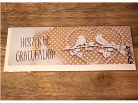 Längliche Grußkarte mit Schriftzug und Vogelmotiv im Gartencenter Graz - Gartenplanung Steiermark