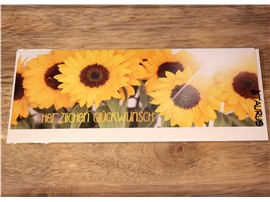 Für Ihren Wellnessgarten - Längliche Grußkarte mit Sonnenblumenmotiv