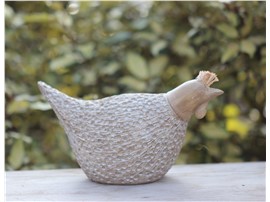 Symbolfoto - Deko Huhn aus Holz groß - In unserem Garten Onlineshop